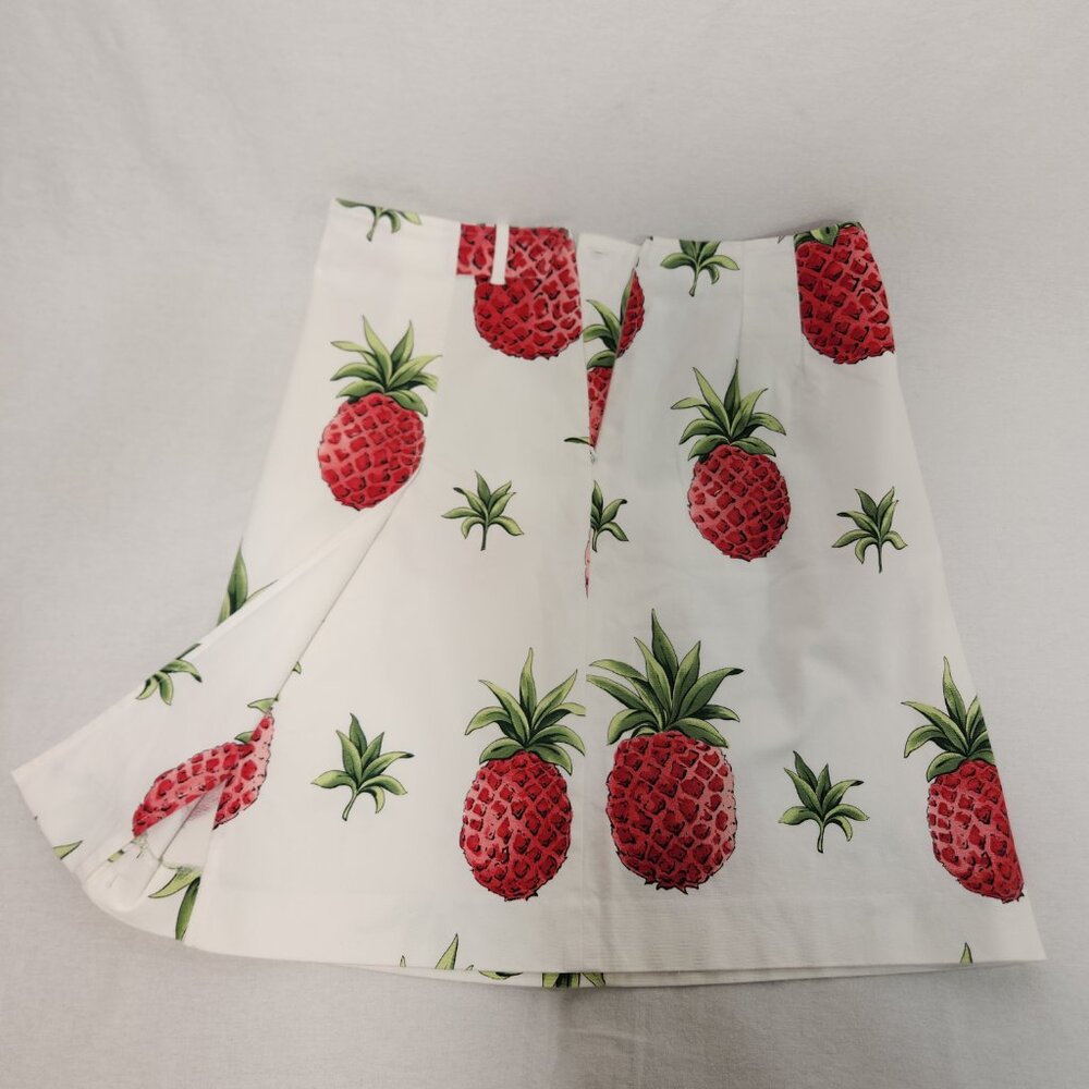 TALBOTS Stretch Preppy Ivory Tropical Pineapple Skirt Size Petites 8 LIKE NEW! - Picture 4 of 16